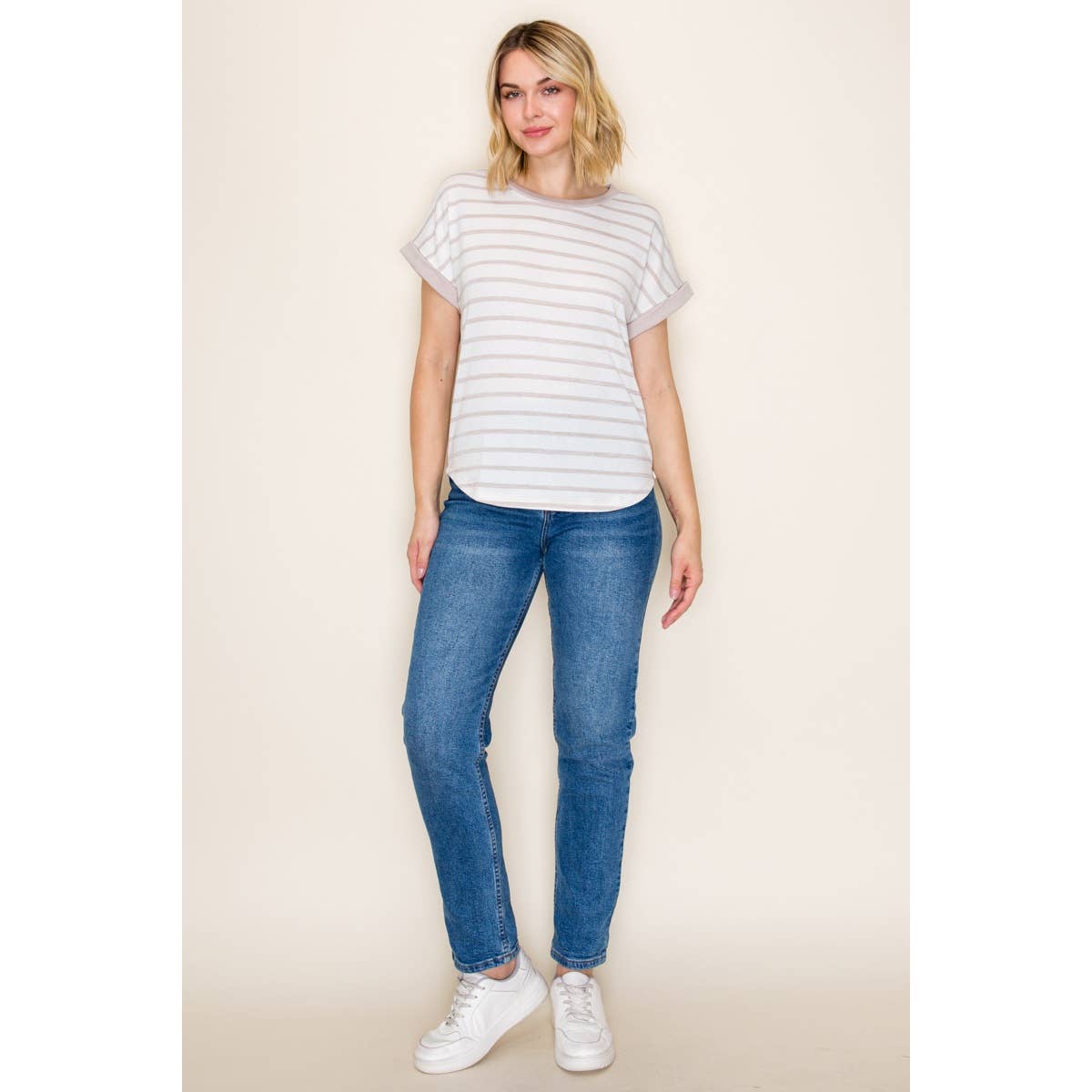 SHORT SLEEVE STRIPED TOP