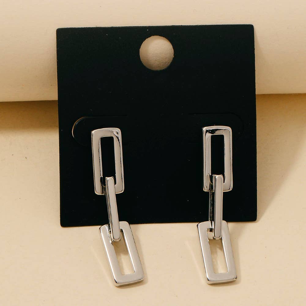 Gold Dipped Rectangle Chain Link Dangle Earrings