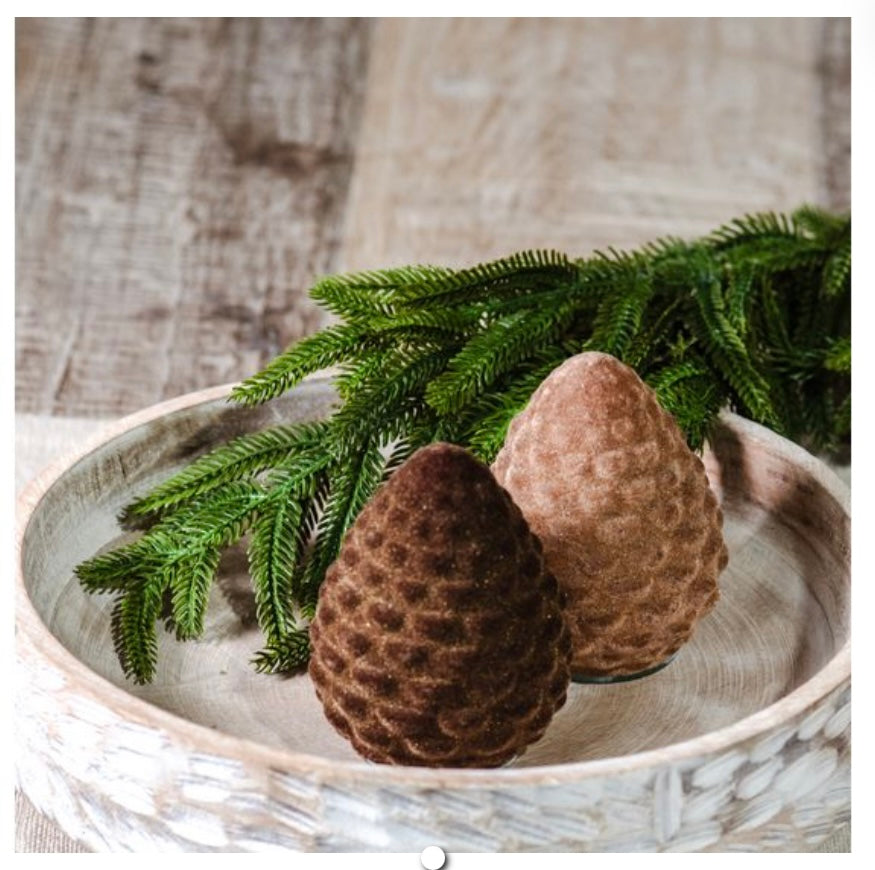 4" LT BRN/DK BRN FLOCKED PINECONES