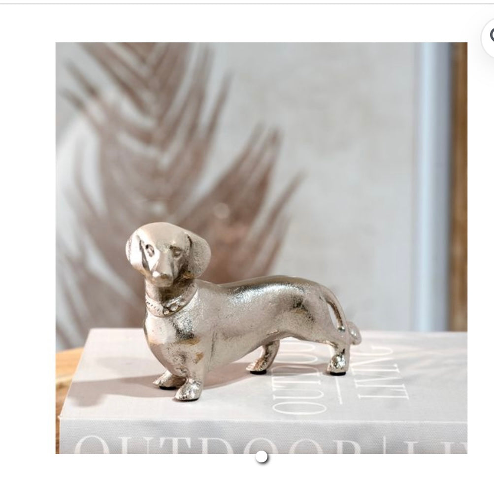 SILVER WEINER DOG DECOR