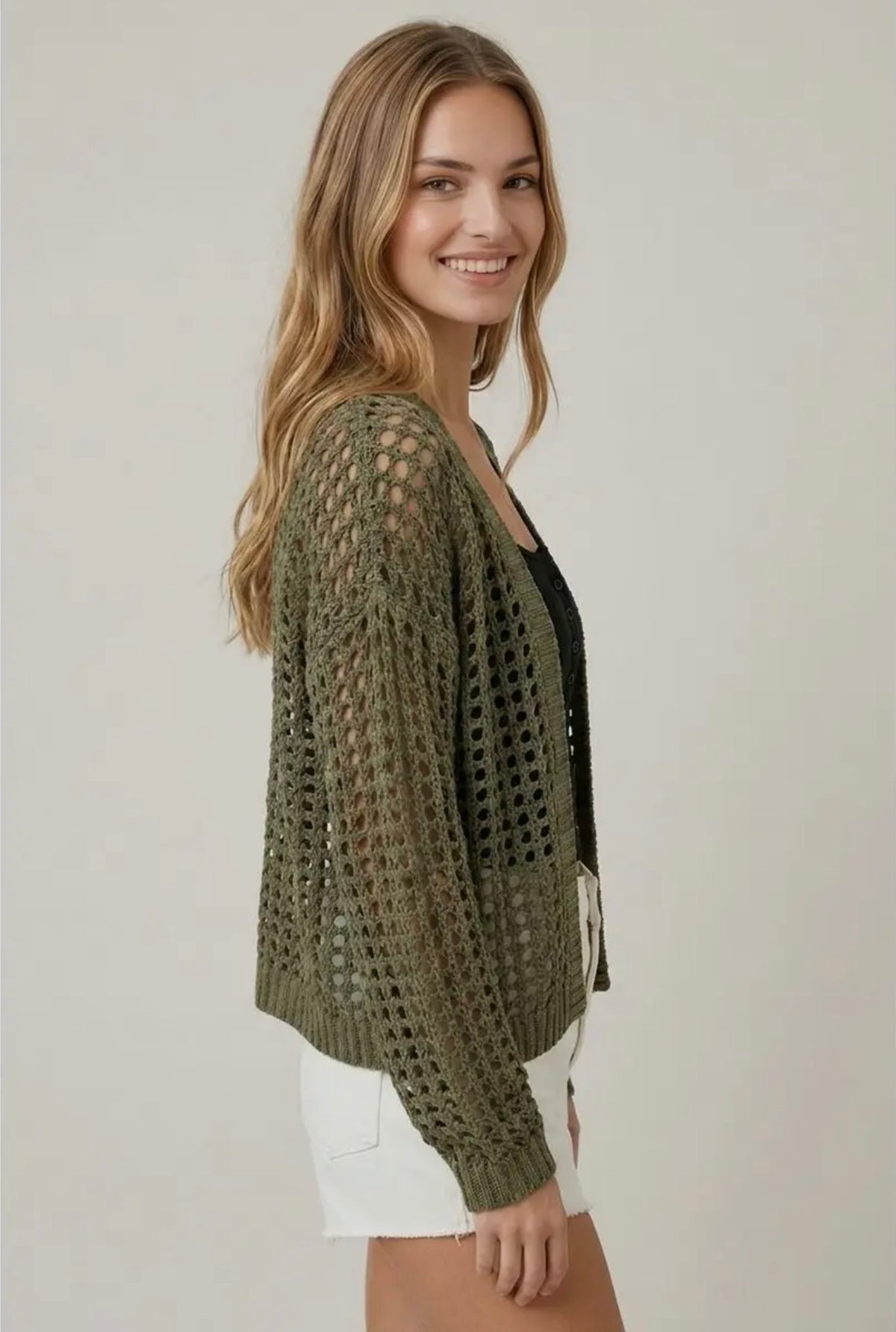 Crochet Fishnet Open Cardigan