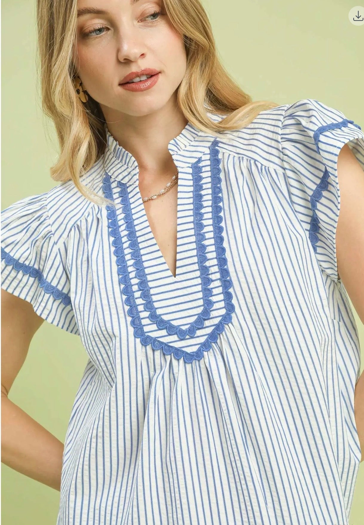 Stripe Flutter Sleeve Top