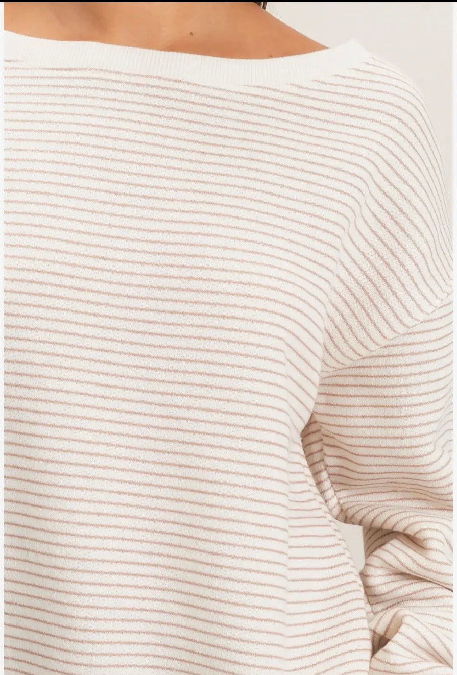 Stripe Off-Shoulder Sweatshirt
