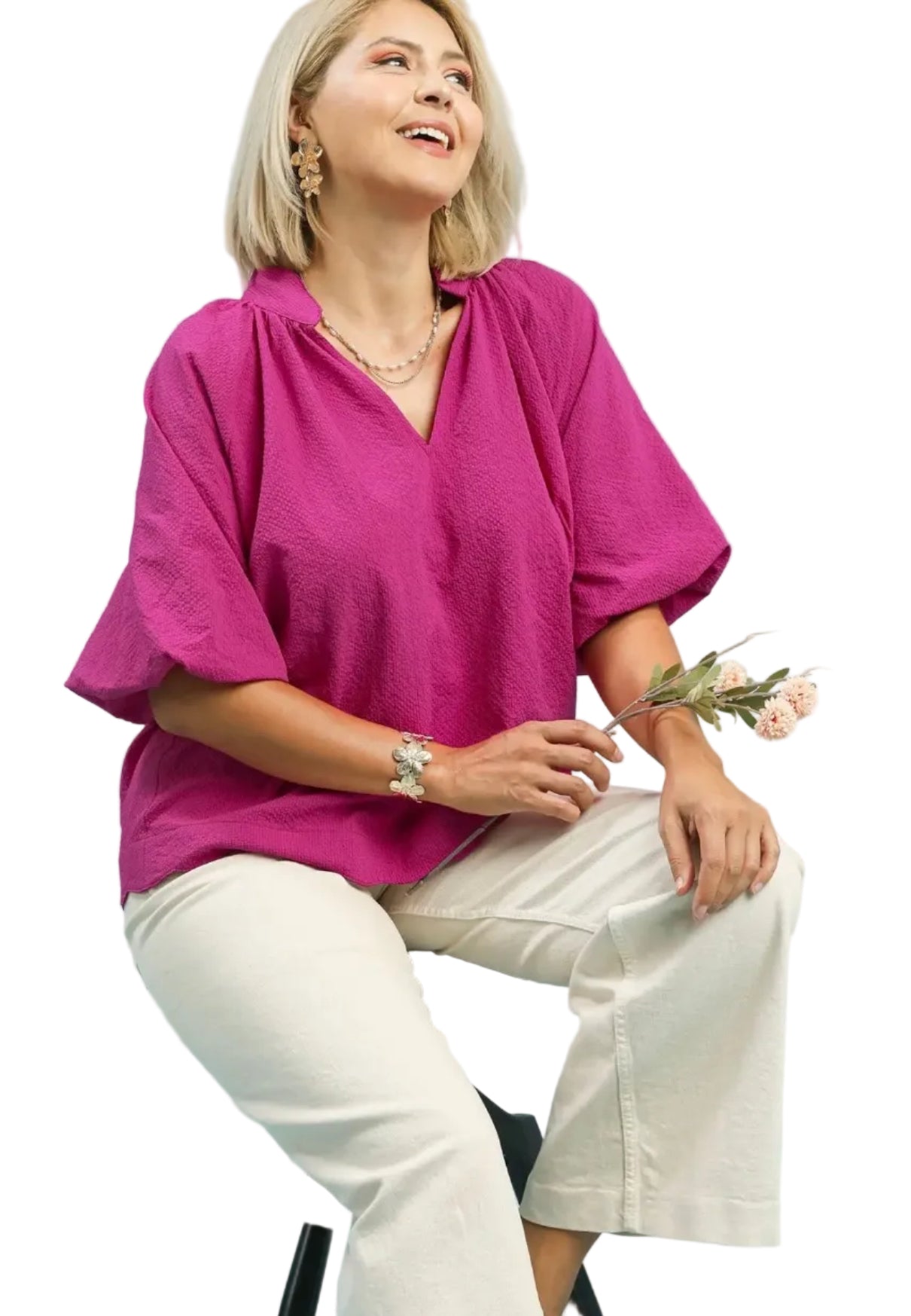 Curvy Bubble Sleeve Top
