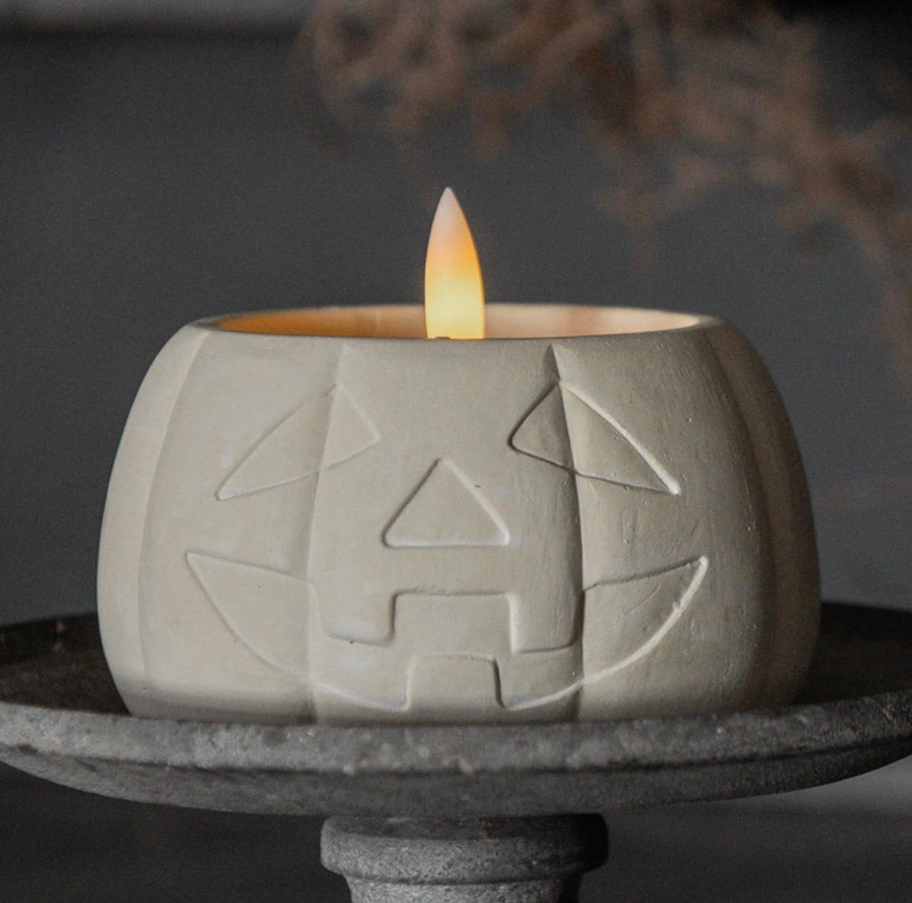 3" Cream Jack-o-Lantern LED Candle