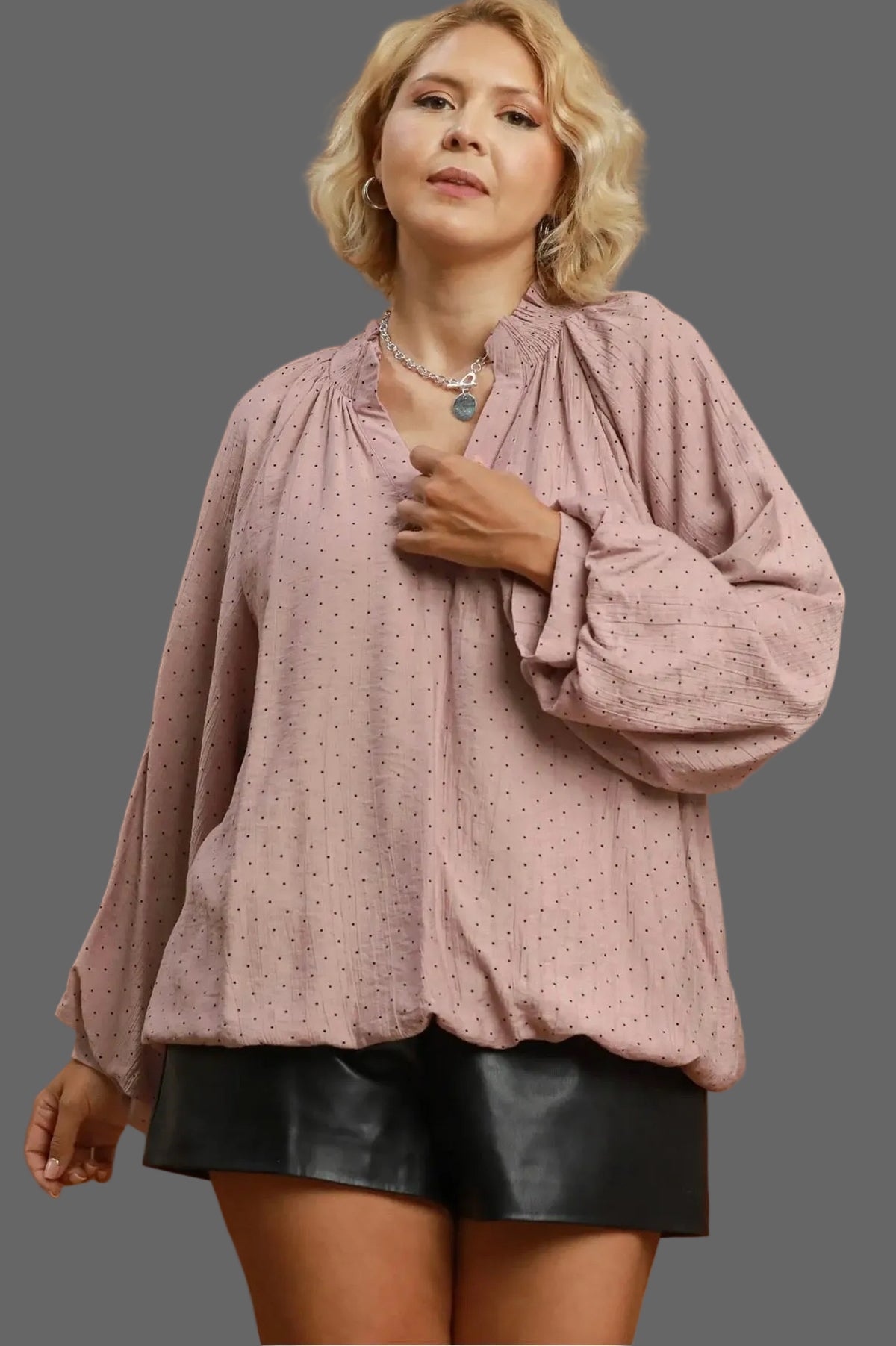 Curvy Polka Dot Rose Blouse