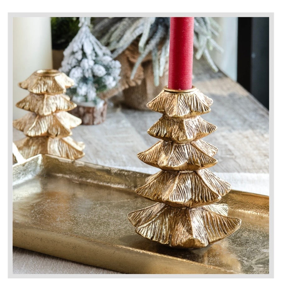 Gold Tree Taper Candle Holders