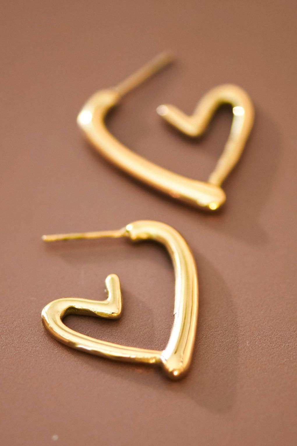 18K Gold Plated Waterproof Stainless Steel Heart Earrings