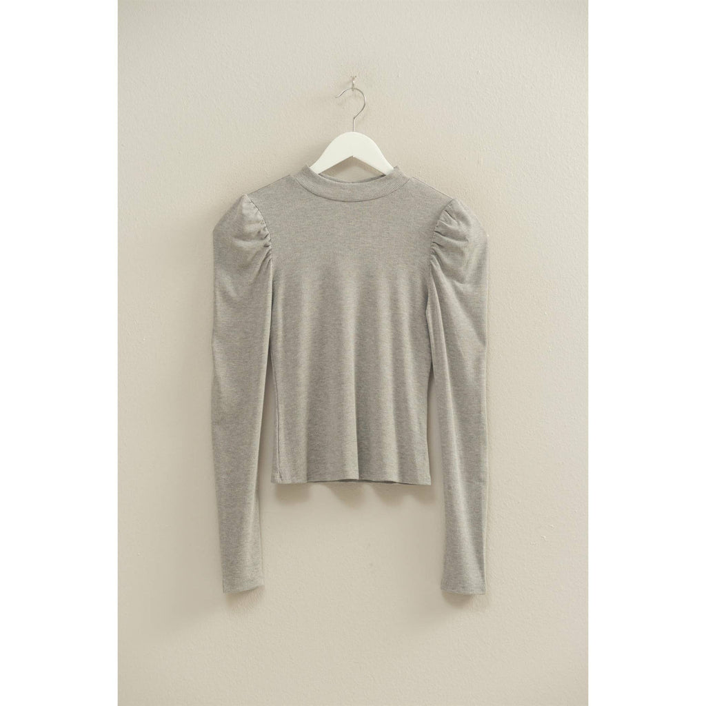 Elegant Puff-Sleeve Fitted Top With Keyhole Back