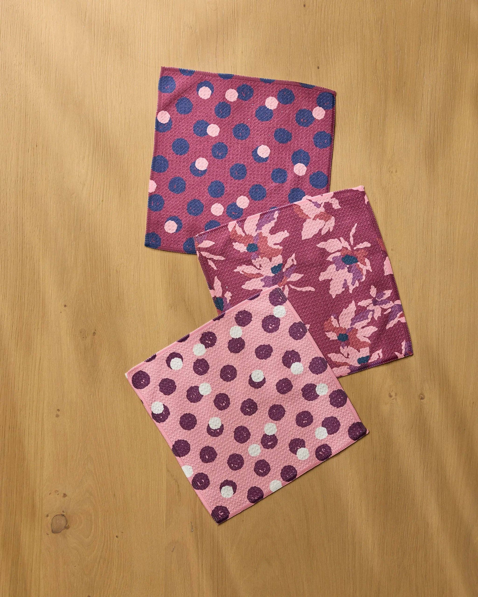 Mulberry Bloom Dot Dishcloth Set