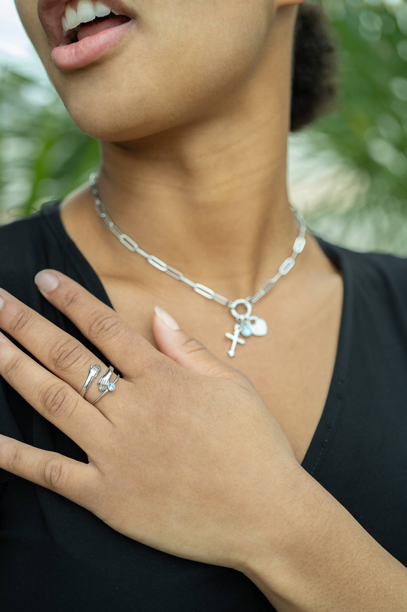 Stainless Steel Paperclip Charm Keeper Necklace: Stainless / 20"+2"