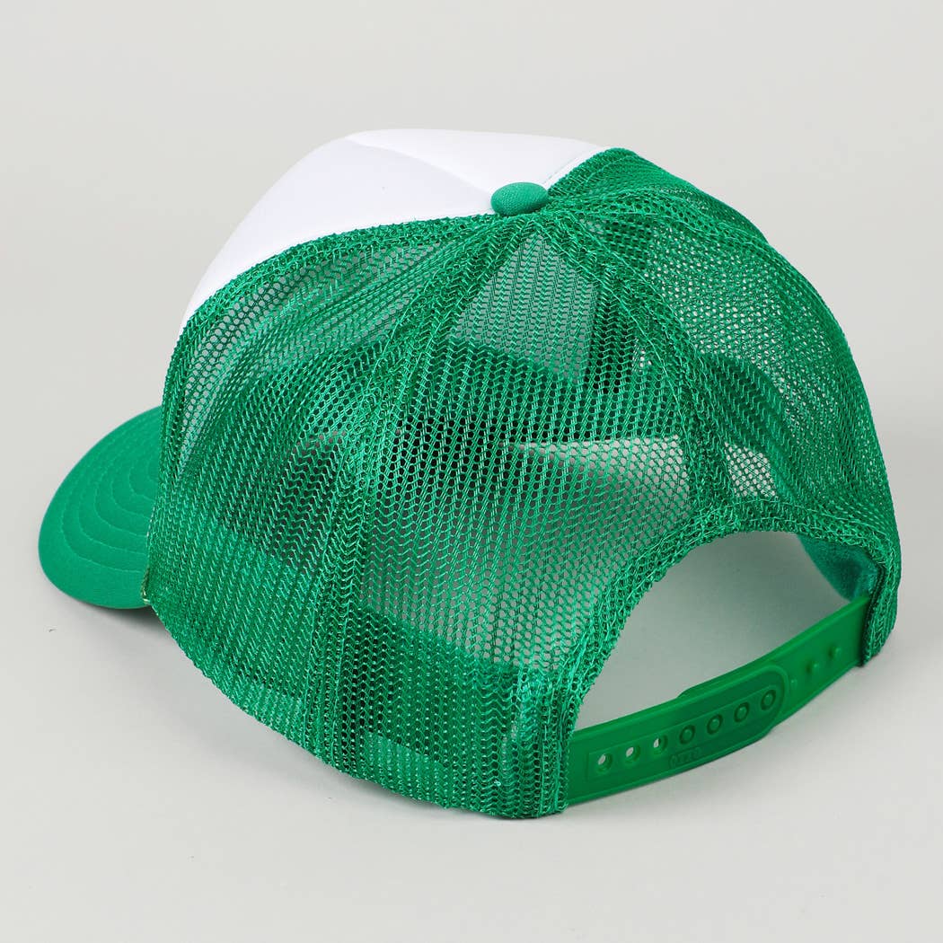 Glitter Four Leaf Clover Logo Foam Trucker Hat