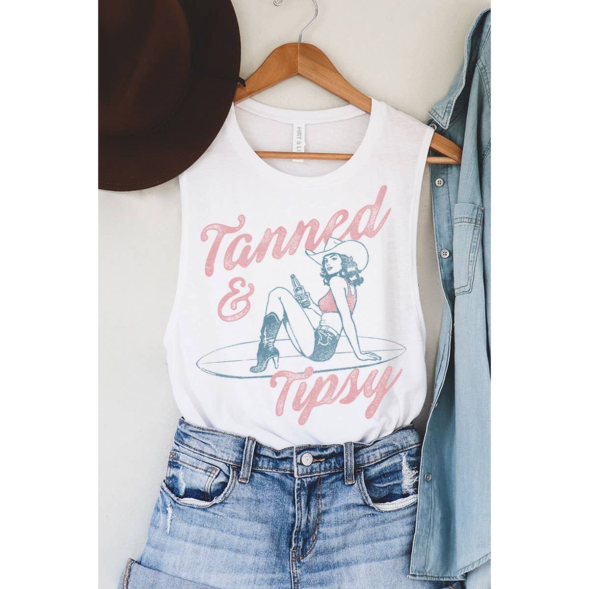 TANNED N TIPSY MINERAL GRAPHIC TANK TOP