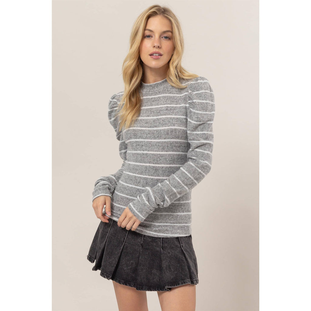 Brushed Knit Striped Top