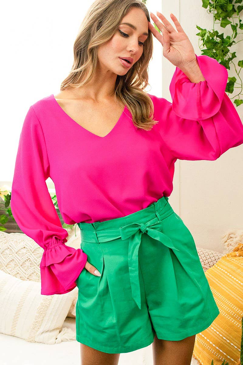 High-Rise Waist Tie 100% Cotton Shorts