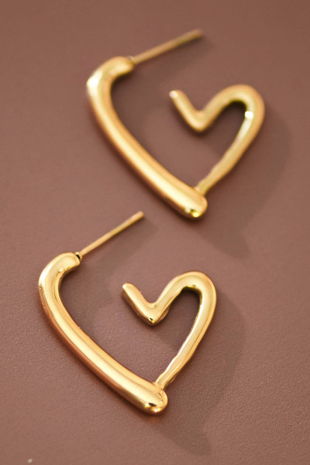 18K Gold Plated Waterproof Stainless Steel Heart Earrings