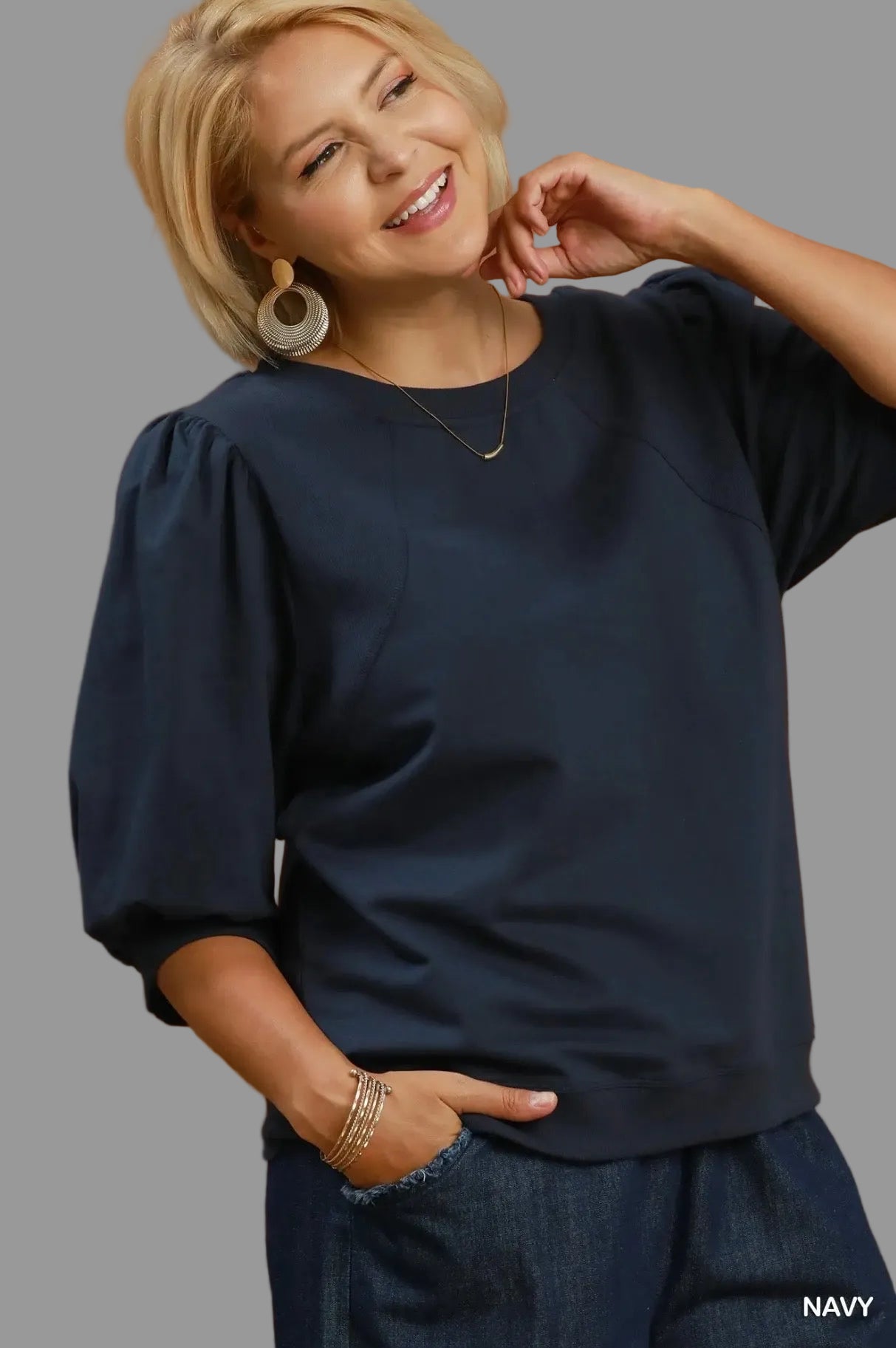 Curvy Puff Sleeve Sweatshirt