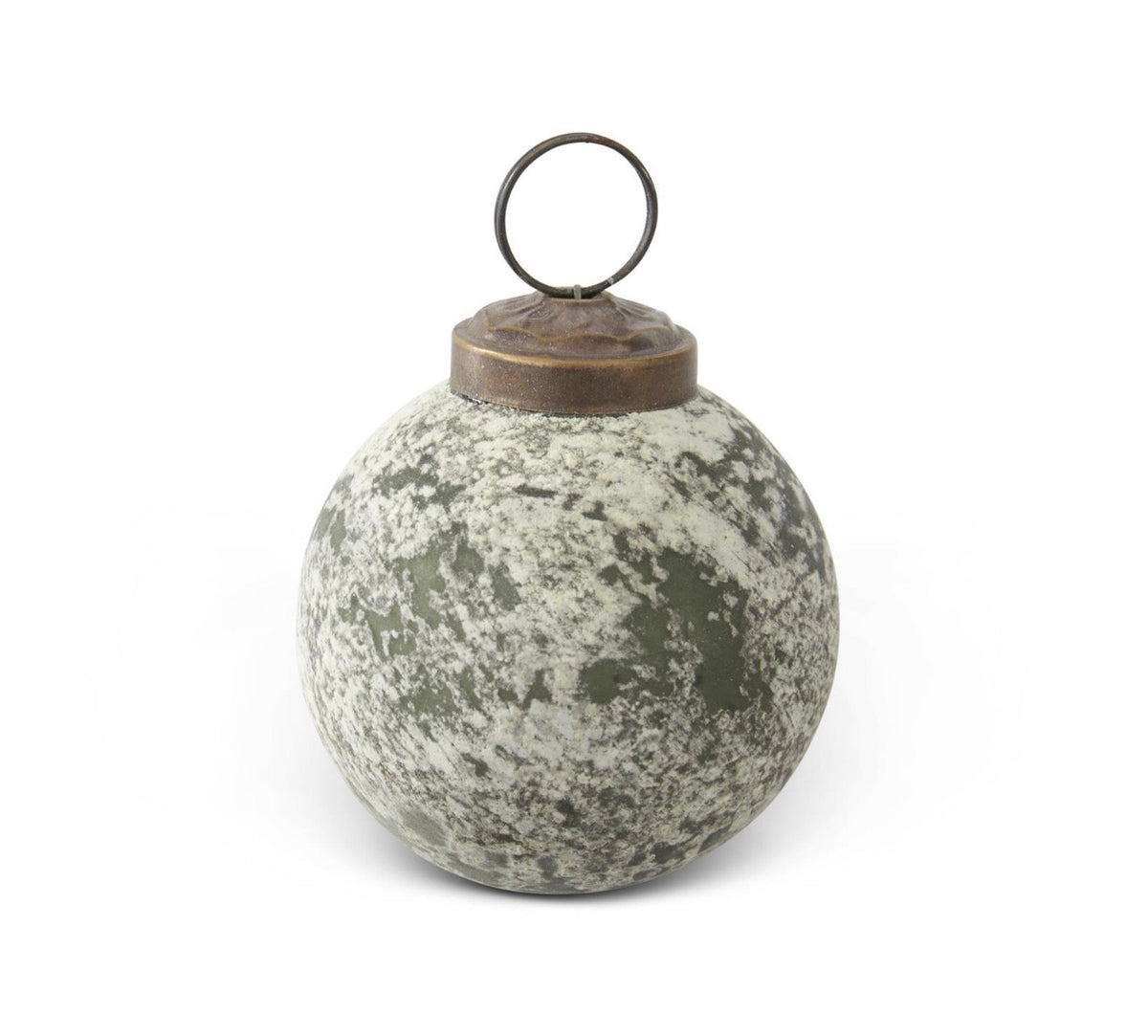 2" Dark Green and White Ornament