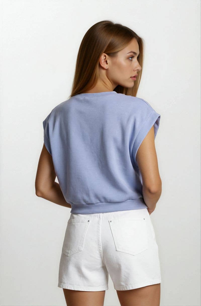 BRUSHED MODAL DROP SHOULDER PLEATED TOP