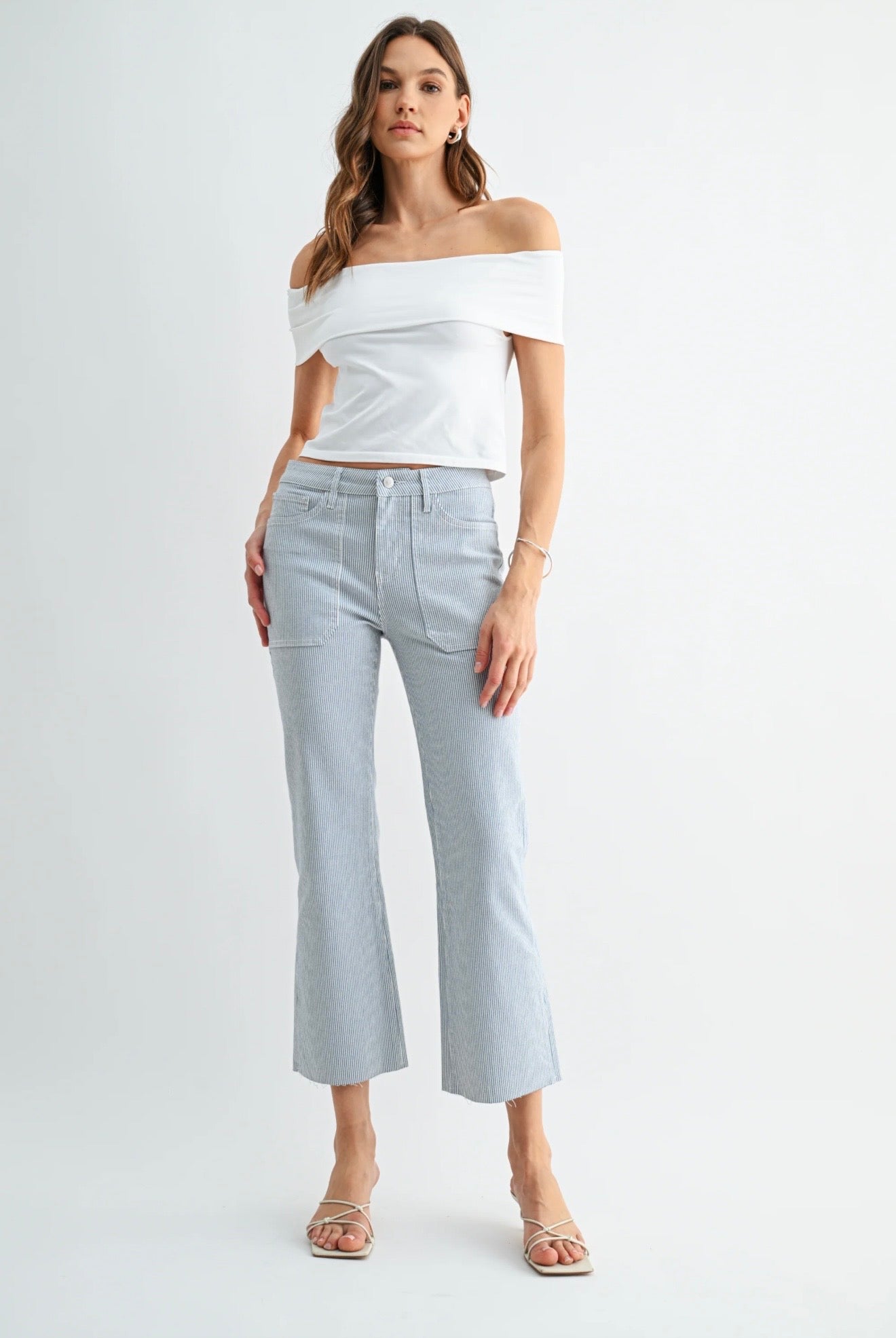Mica Striped Bootcut Jeans