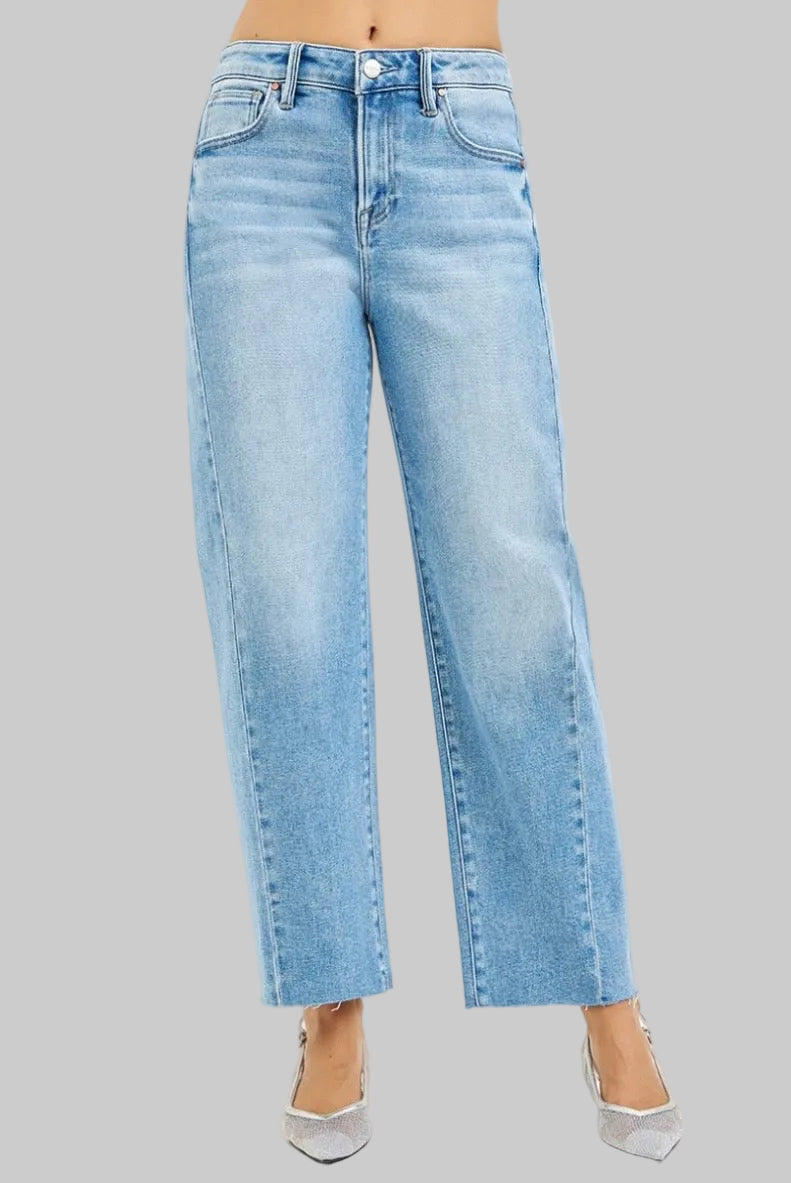 Risen Cropped Barrel Jean with Side Seam Detail