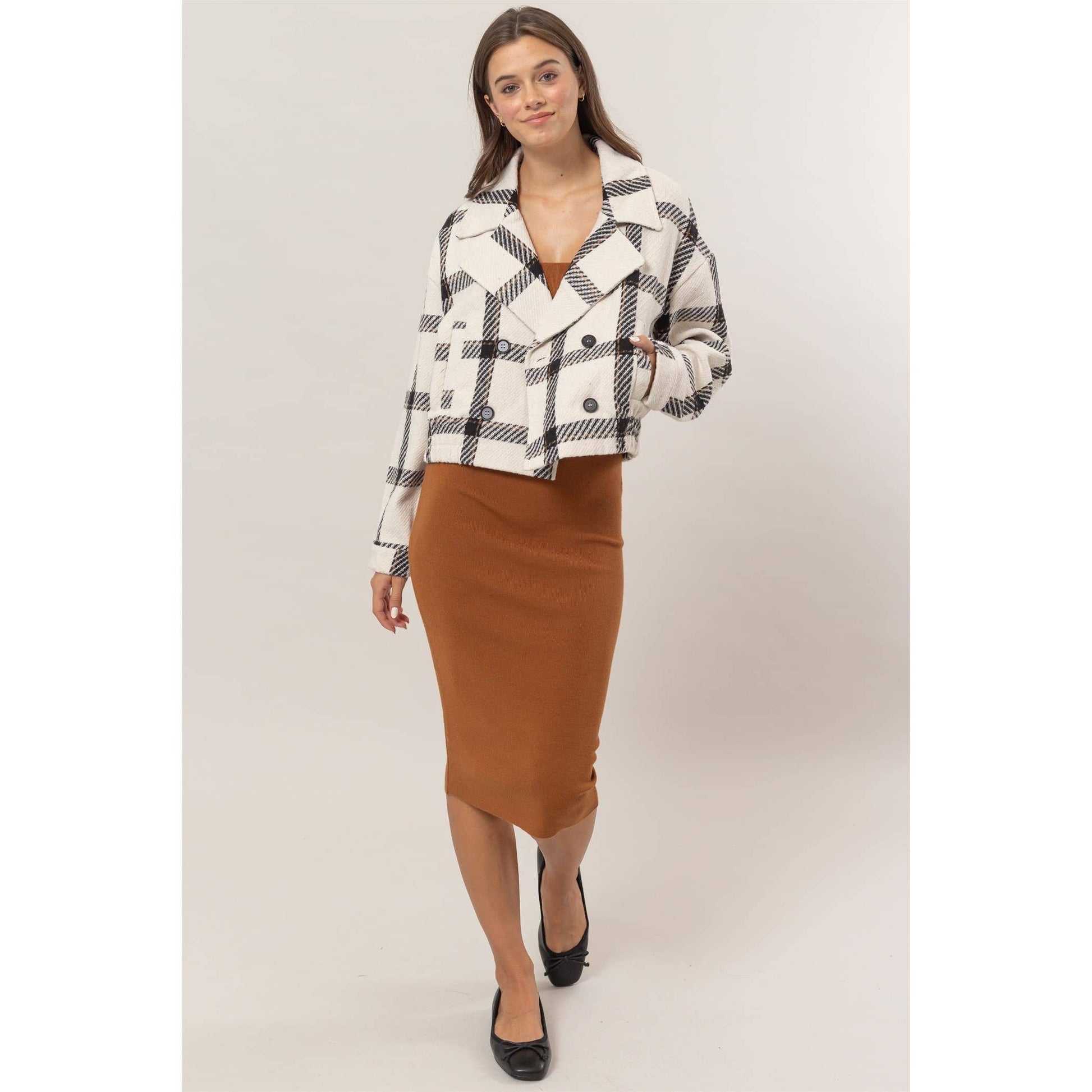 Plaid Double-Breasted Jacket