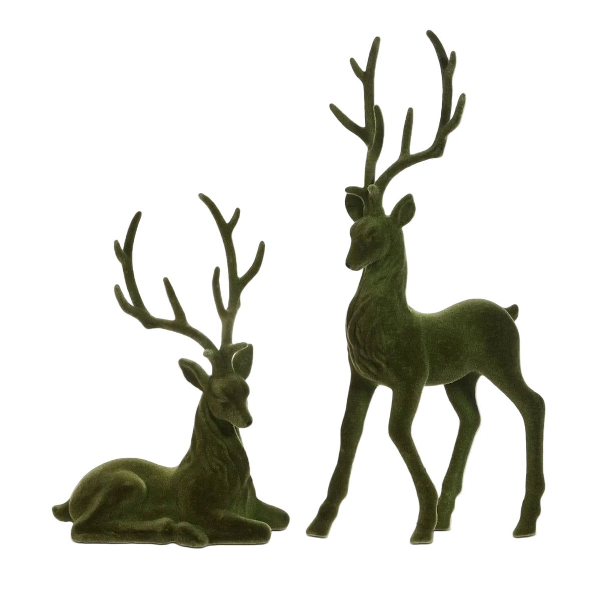 21" Green Flocked Deer
