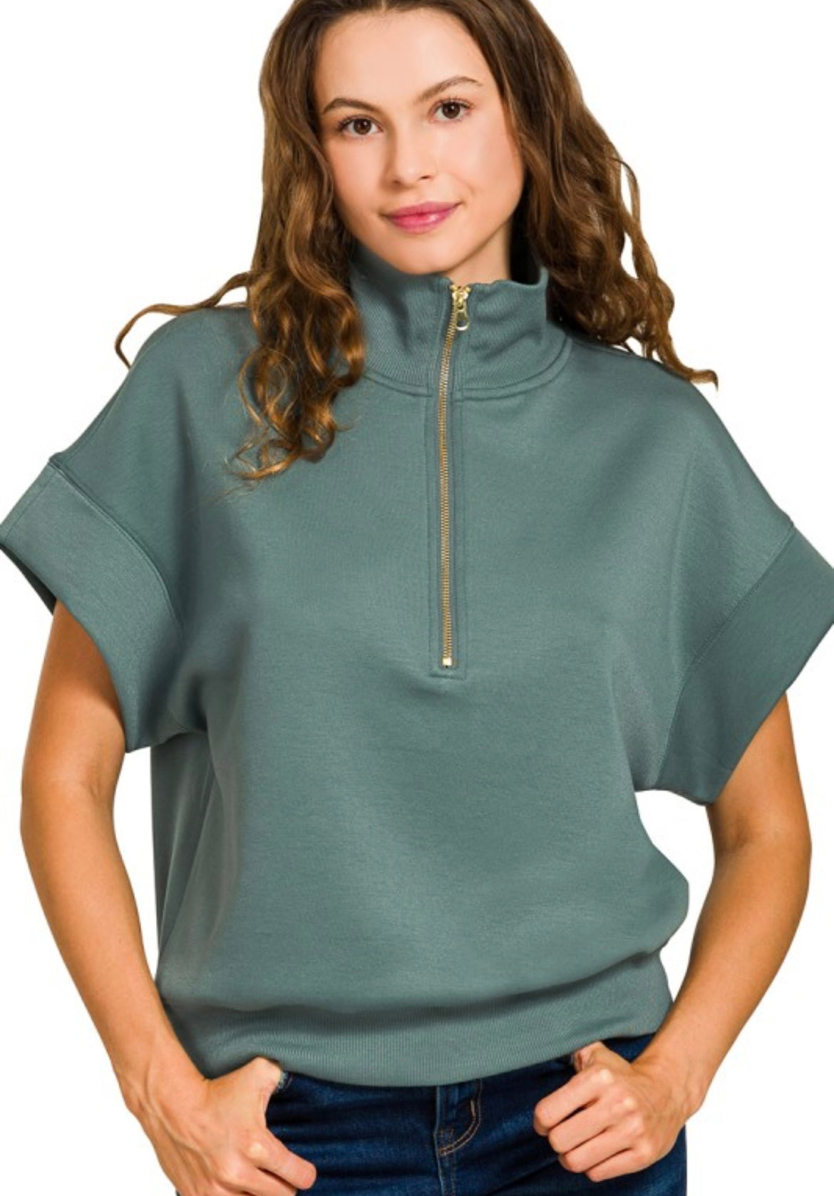 Scuba High Neck Half Zip Short Sleeve Pullover