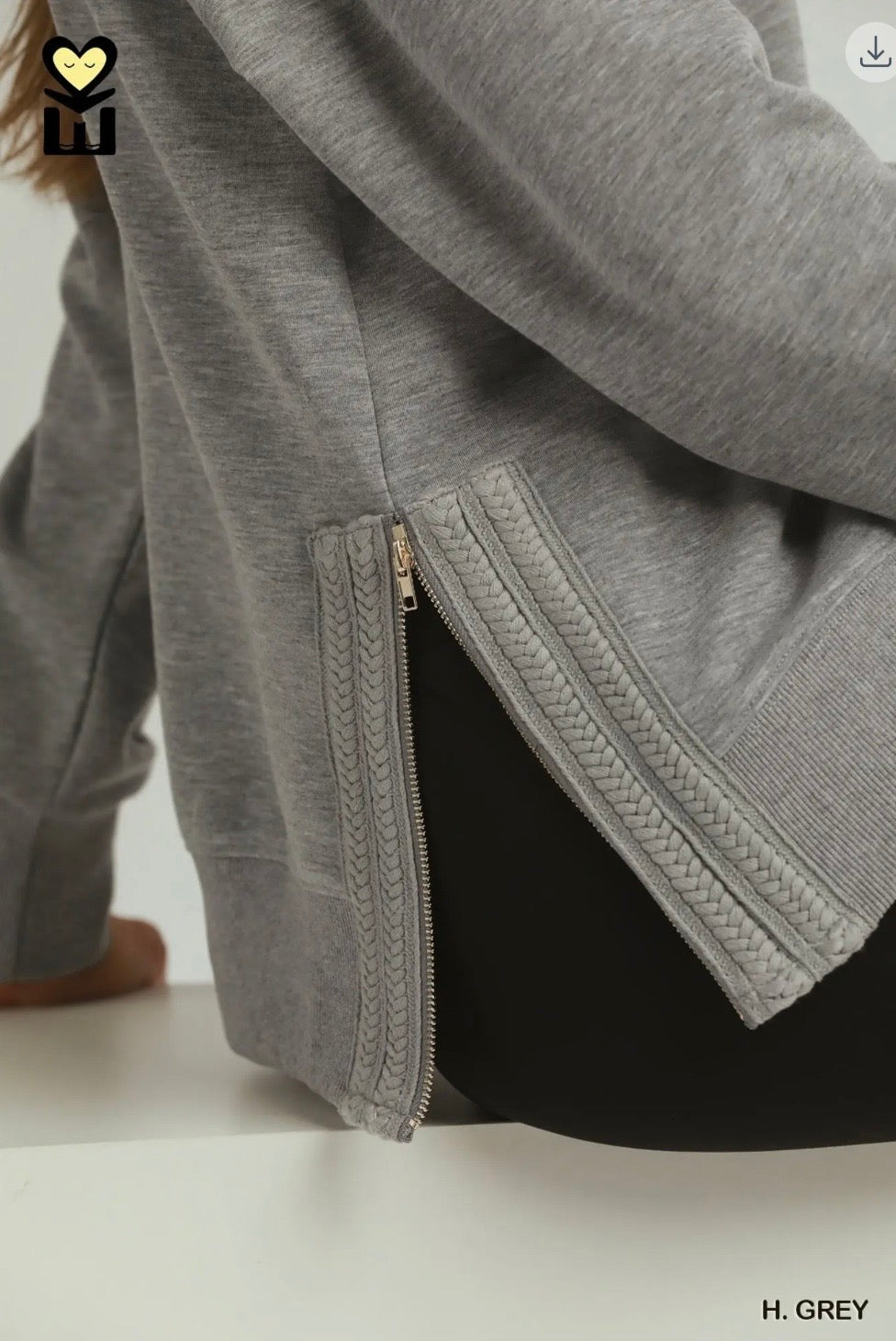 Luxe Knit Side Detail Zip Crewneck