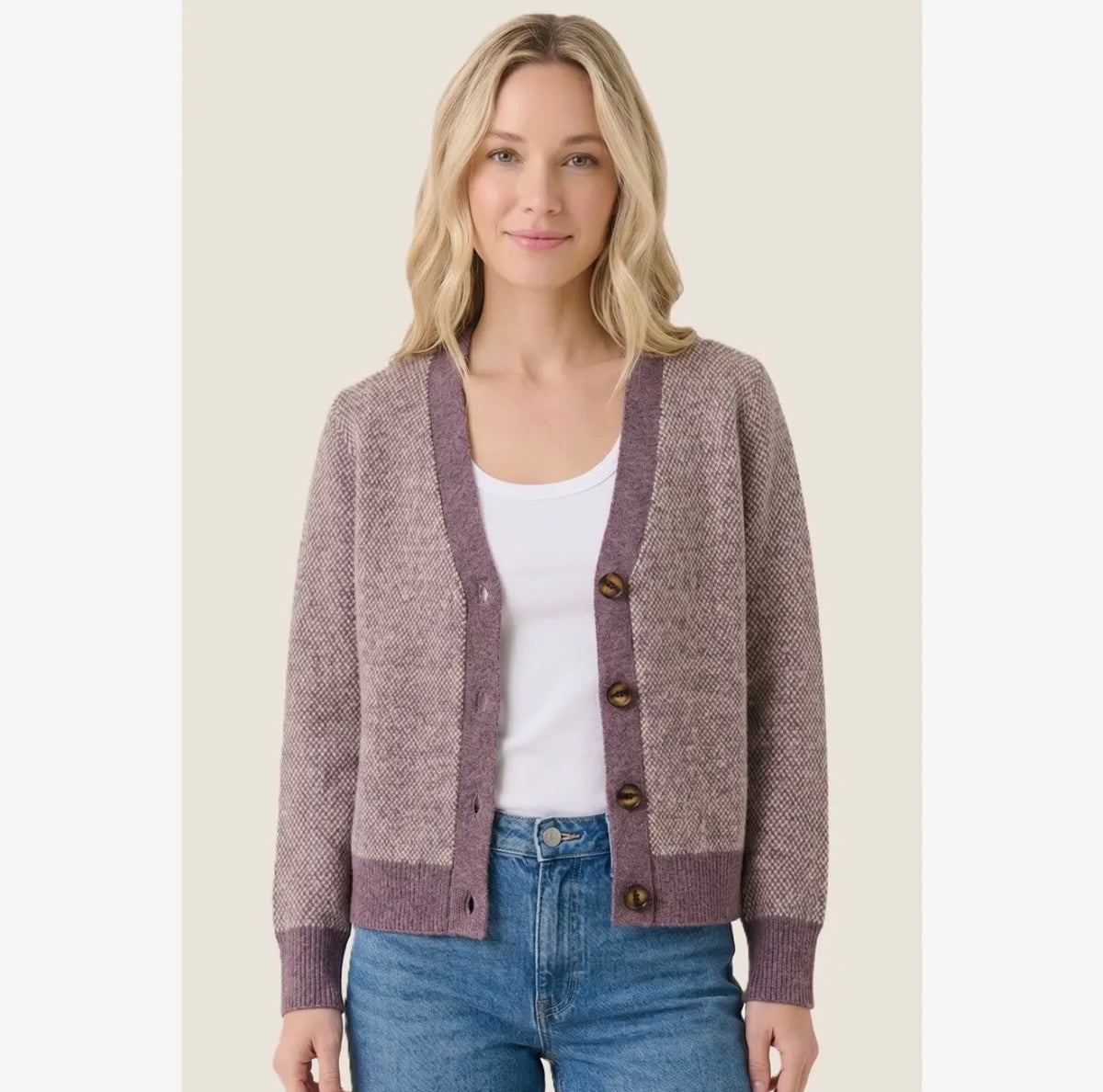 Textured Button Front Cardigan