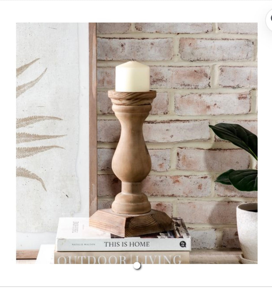 12" WOOD CANDLE HOLDER