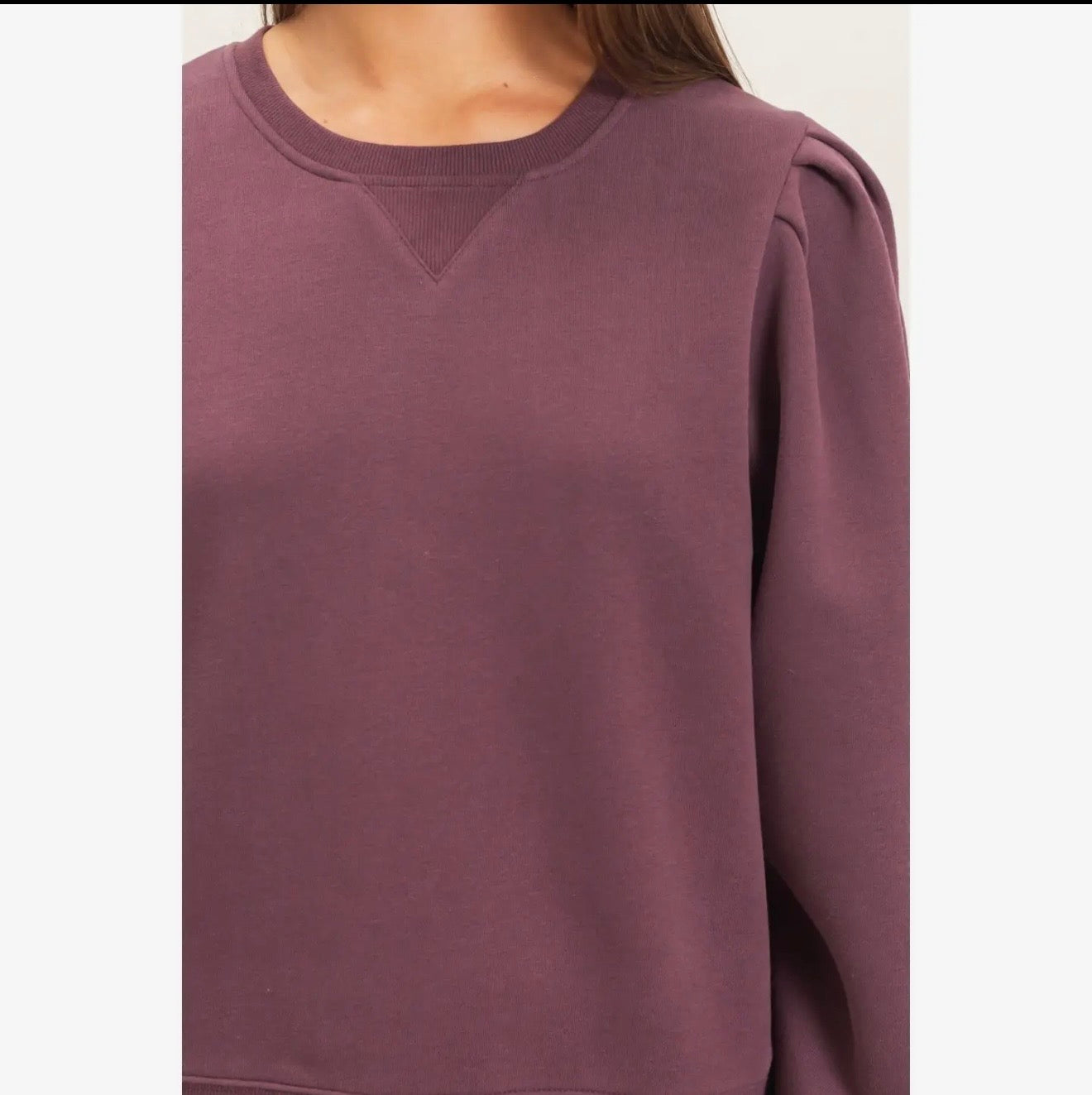 Puff Sleeve Crewneck Sweatshirt