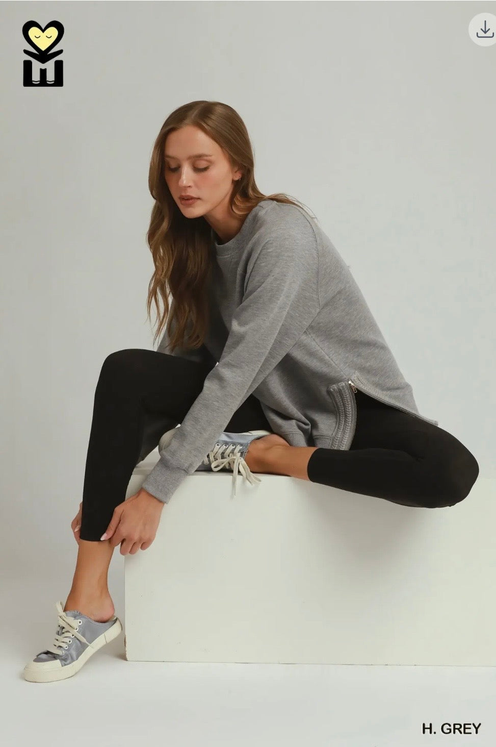 Luxe Knit Side Detail Zip Crewneck