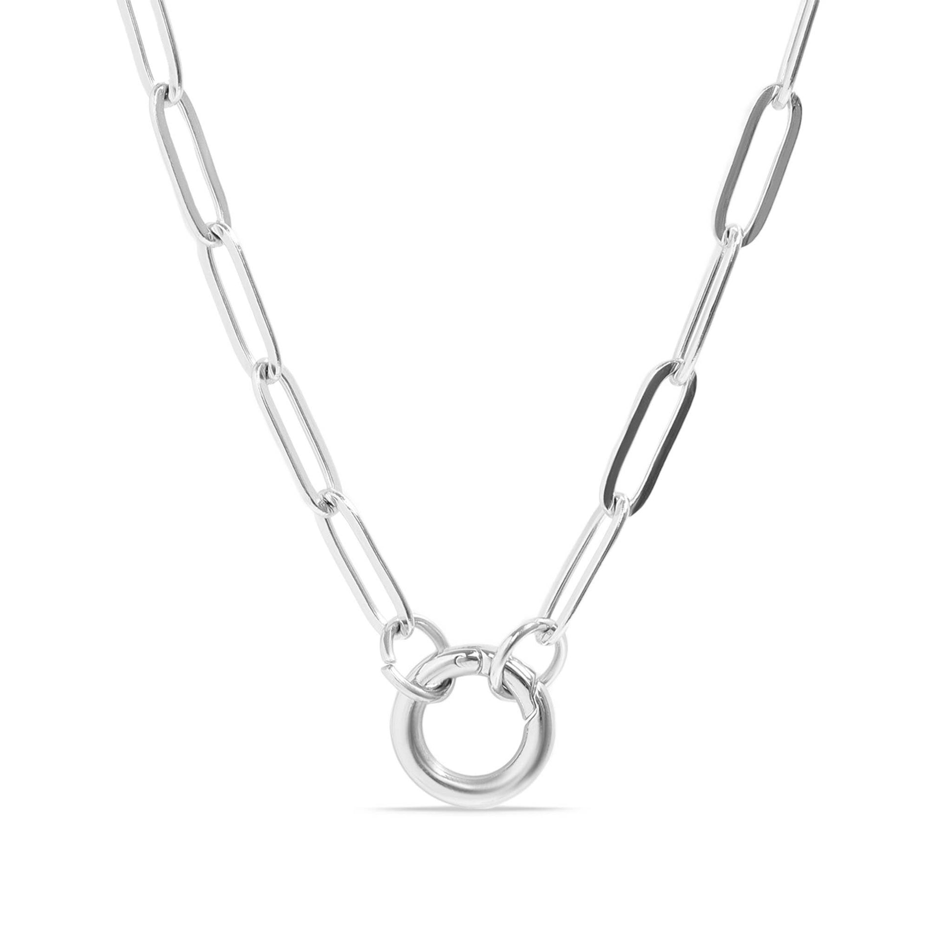Stainless Steel Paperclip Charm Keeper Necklace: Stainless / 20"+2"
