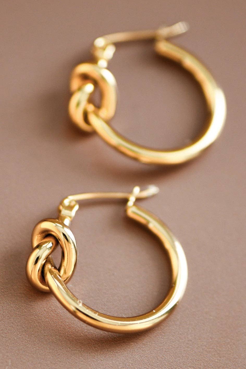 18K Gold Plated Waterproof Stainless Steel Knot Hoop Earrings