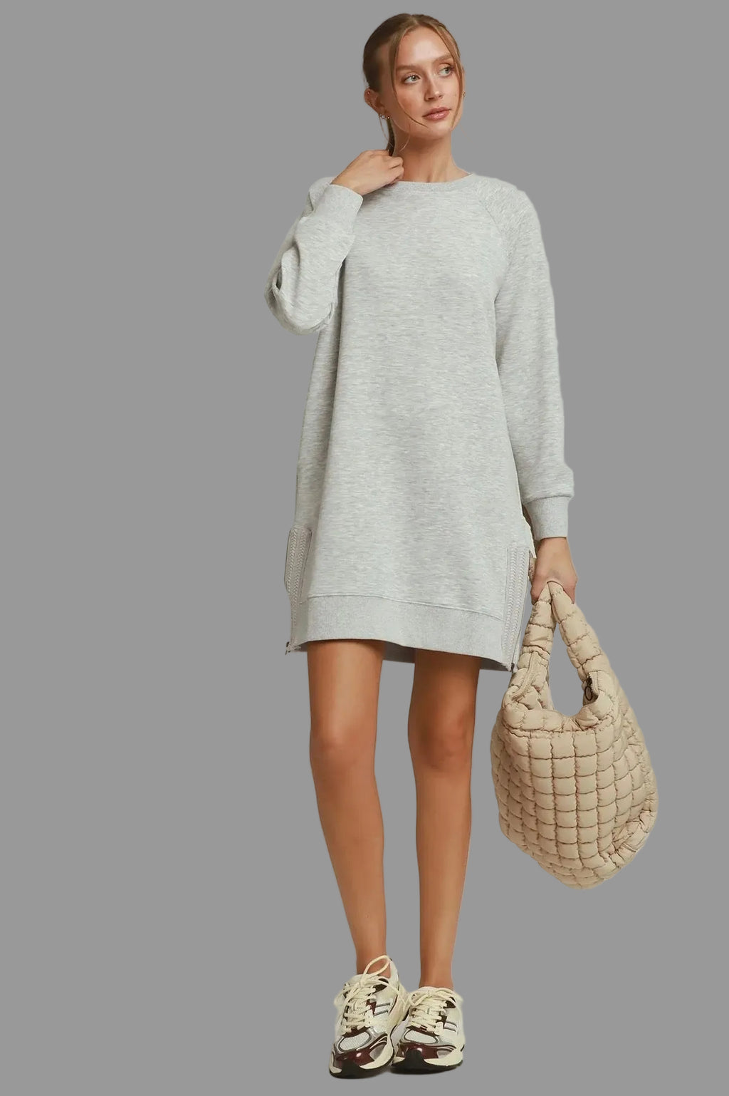 Luxe Knit Side Zip Detail Casual Dress