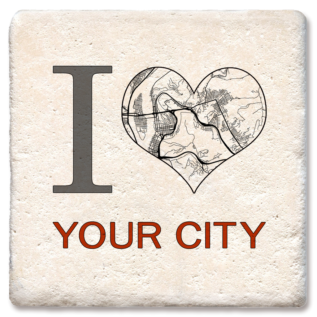 Custom I Heart City Map Coaster