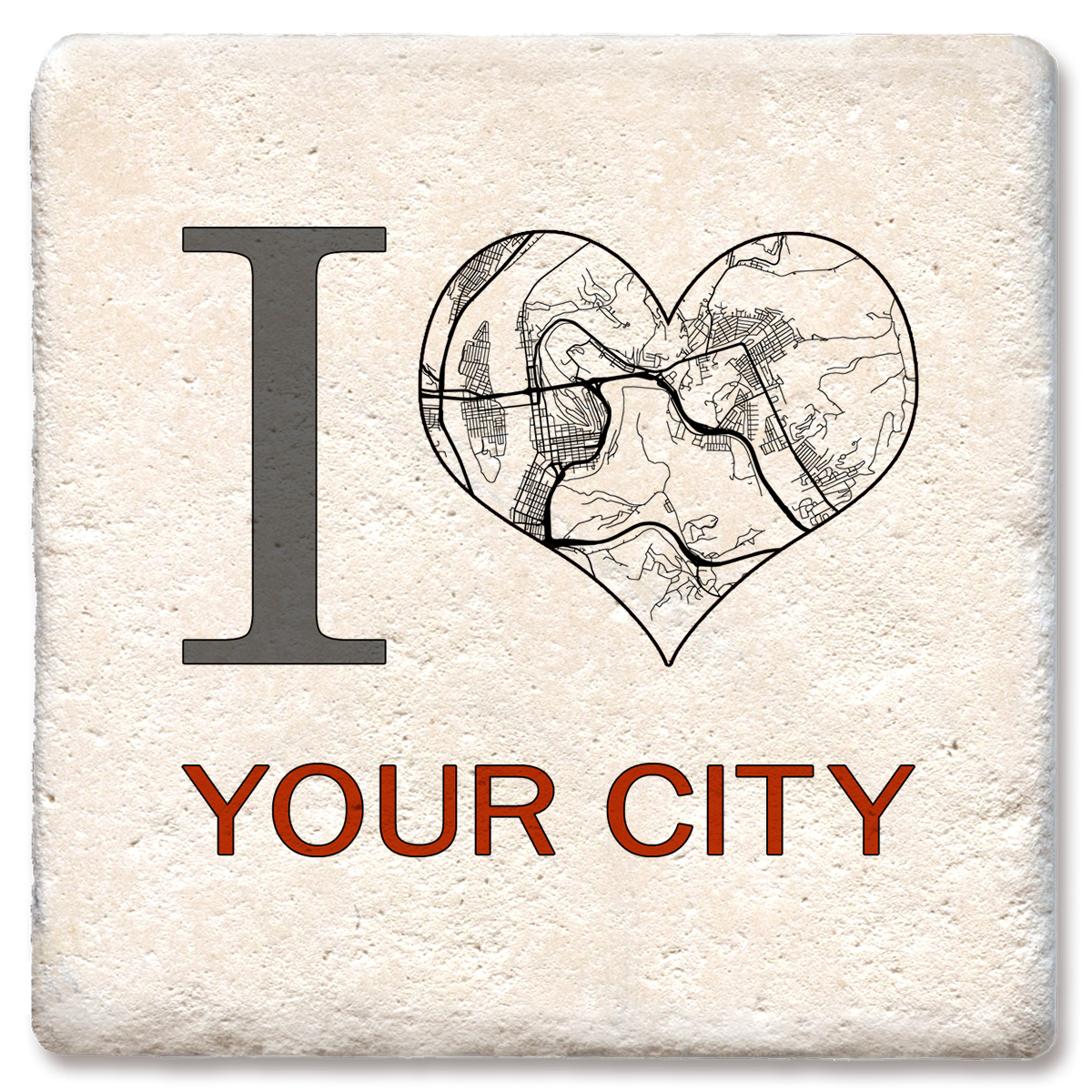 Custom I Heart City Map Coaster