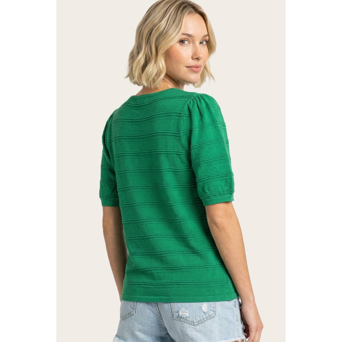 TEXTURE STRIPED SOLID SWEATER