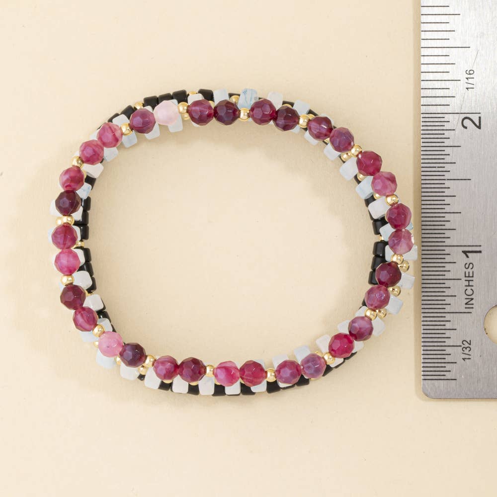 Faceted Bead Trio Stretch Bracelet Set