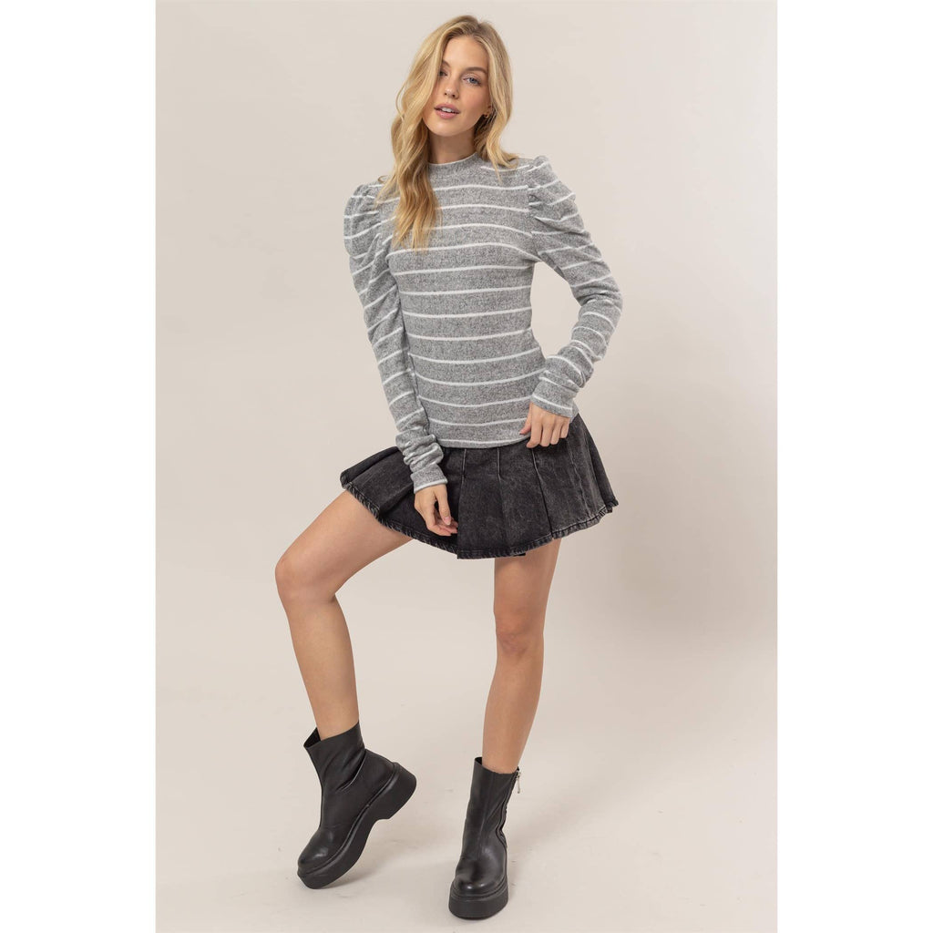 Brushed Knit Striped Top