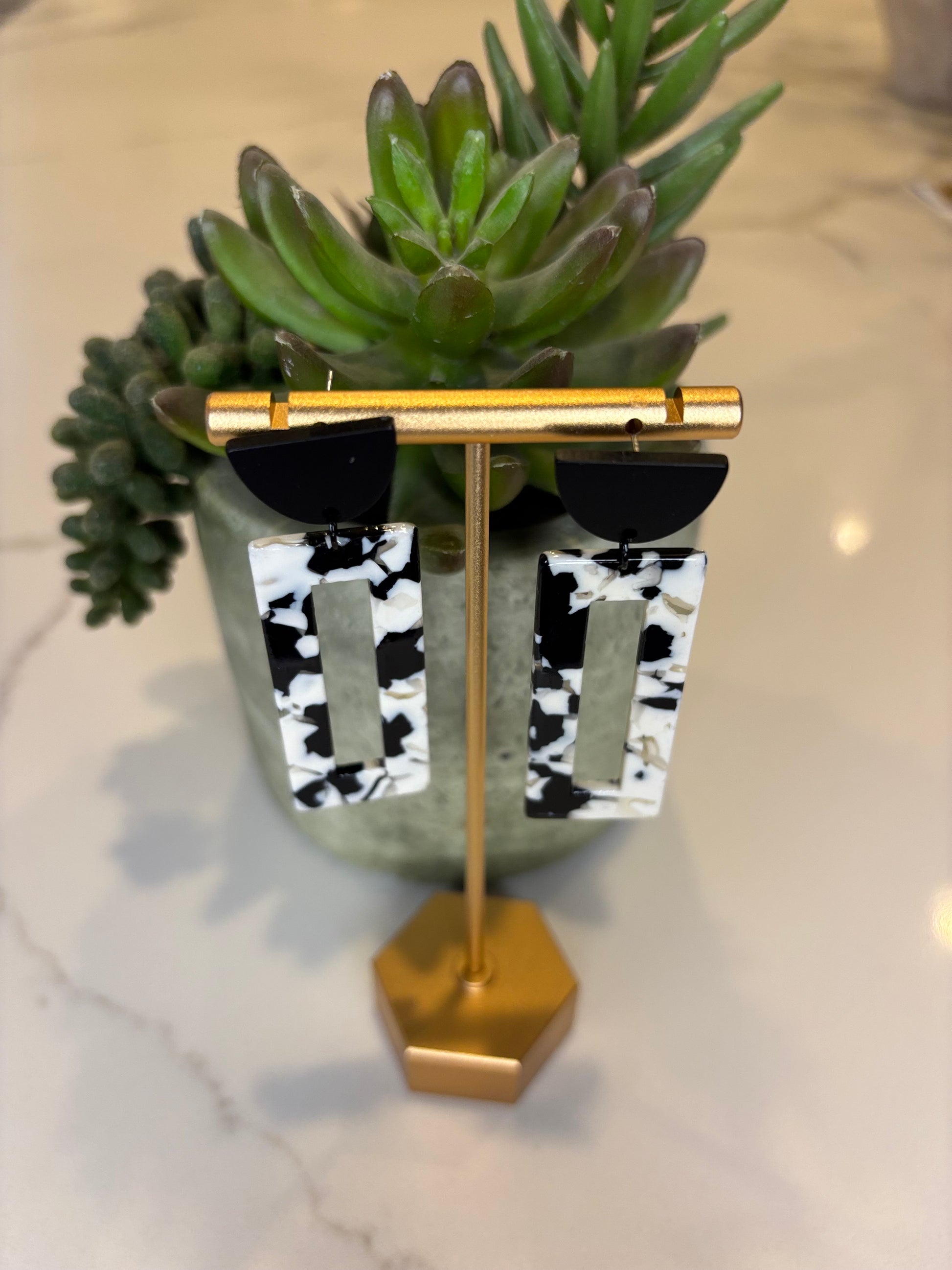 Long Open Rectangle Dangle Acrylic Earrings