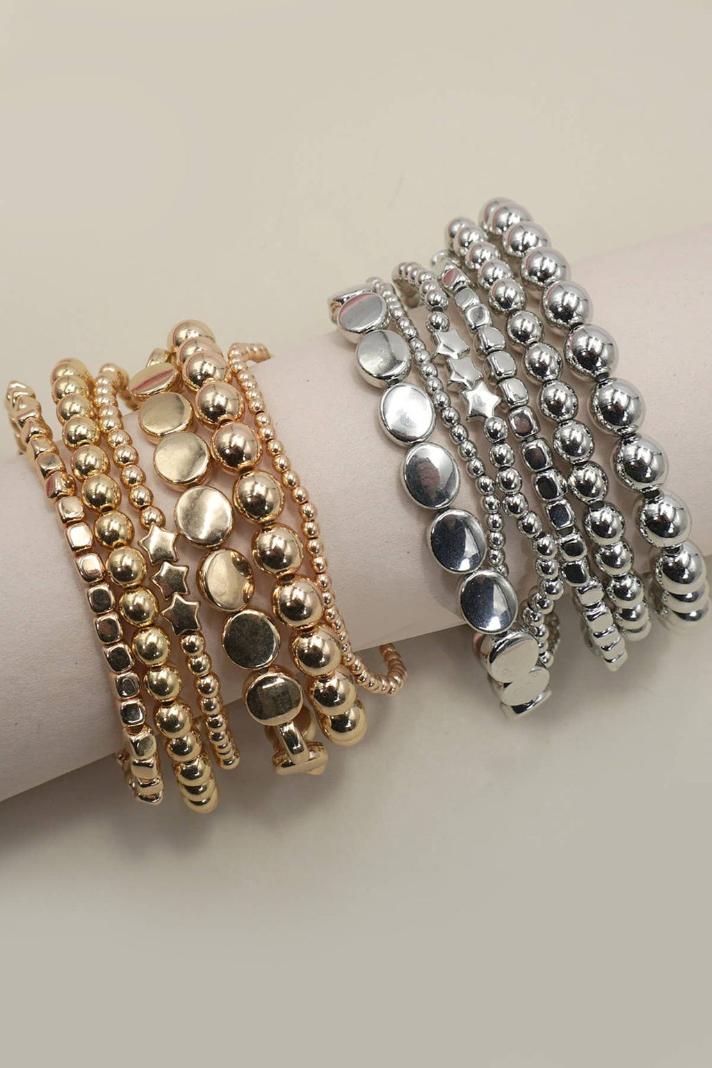 MULTI BALL CHAIN BEAD MIX STRETCHABLE BRACELET