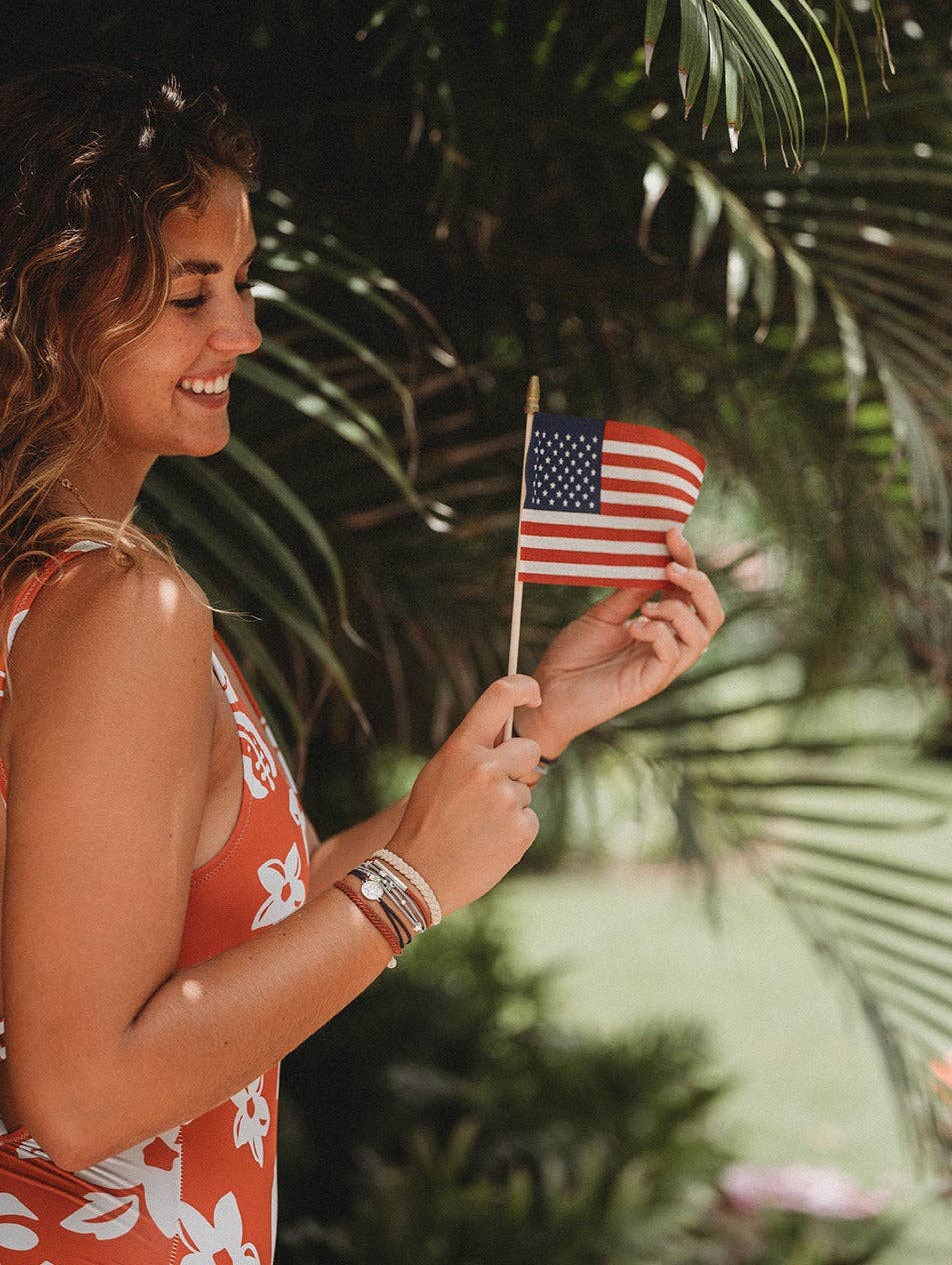 "Brave" Red, White & Blue with Silver Star Accents