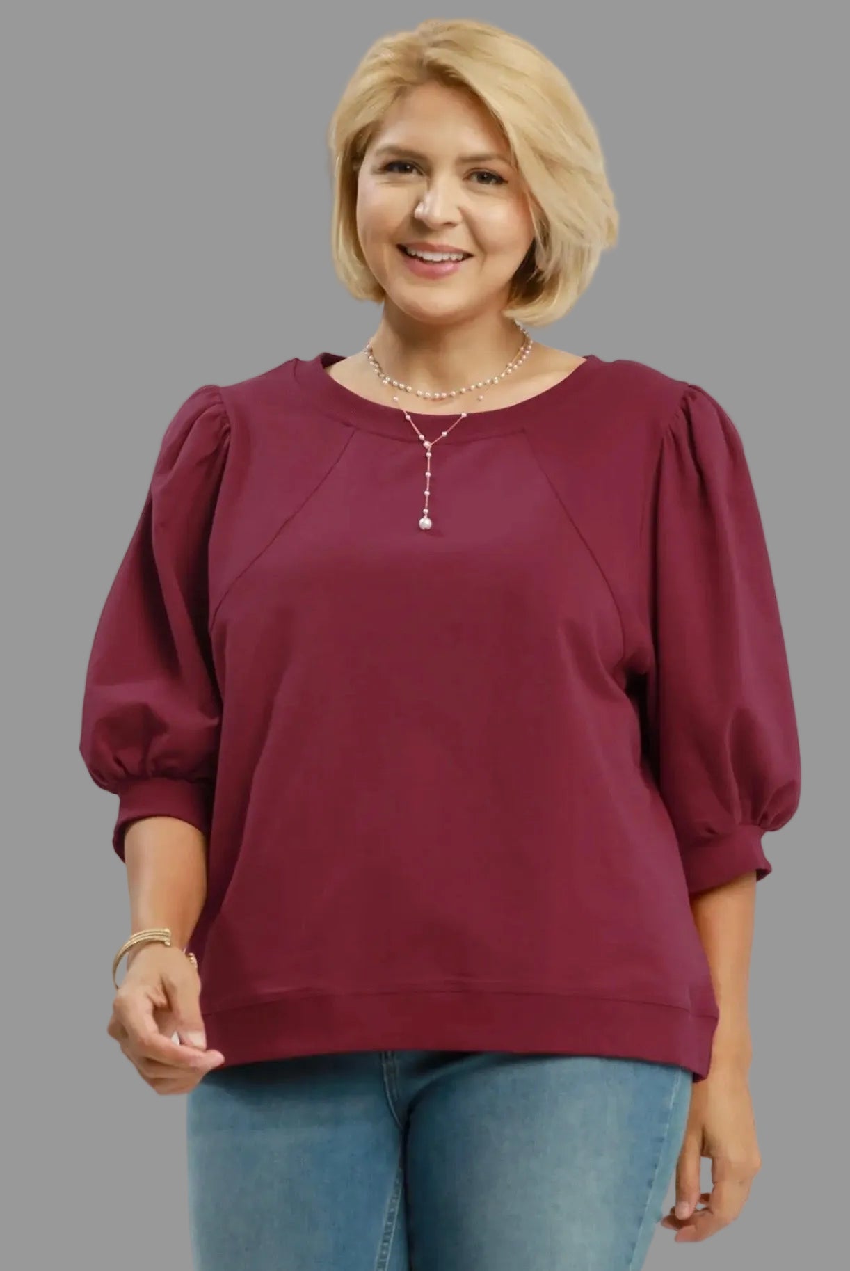 Curvy Puff Sleeve Sweatshirt
