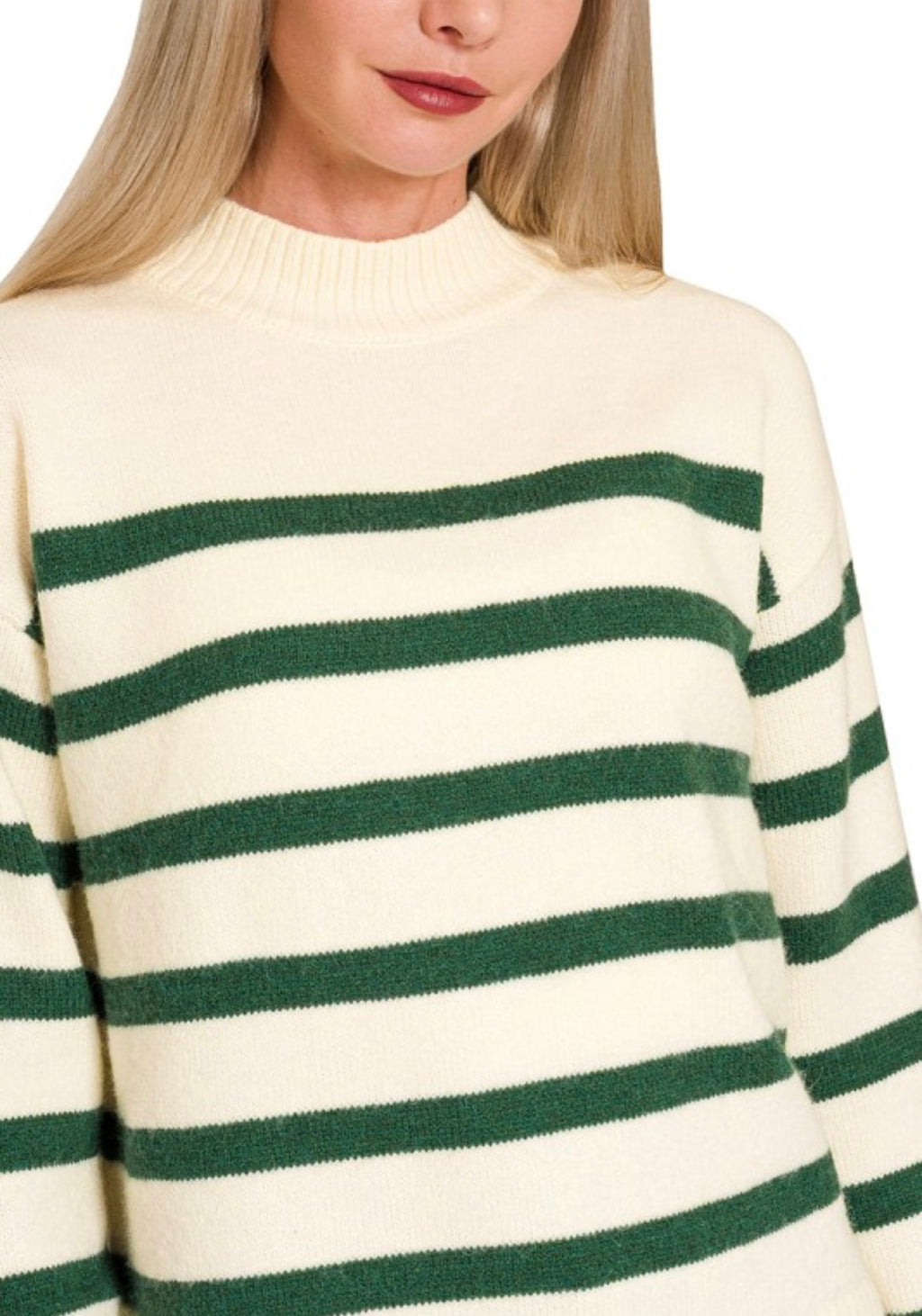 Striped Mock Neck Sweater