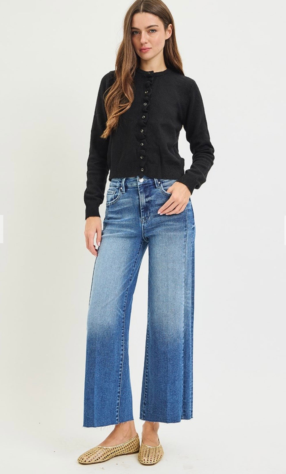 Risen High Rise Crop Side Seam Jeans