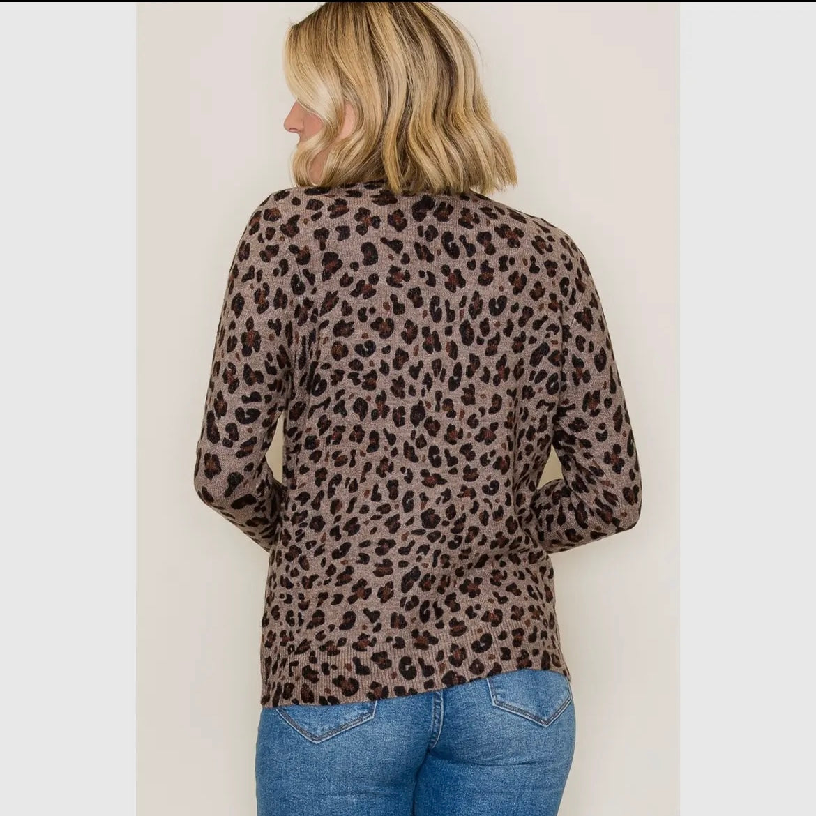 Mocha Leopard Crew Neck Sweater