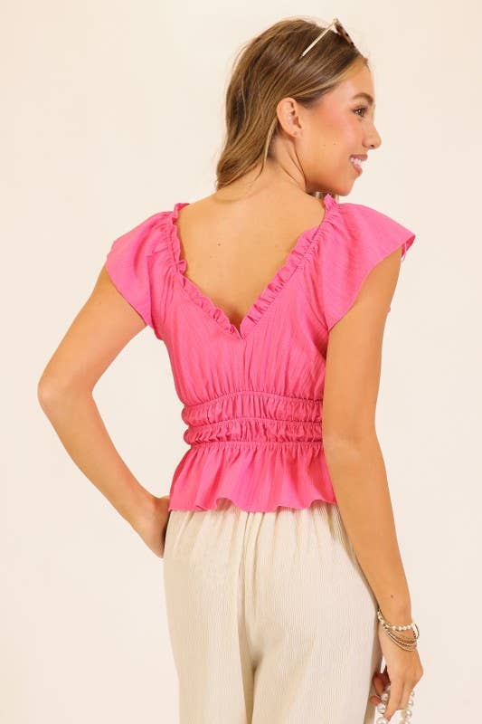 Ruffle Waist Tie Blouse