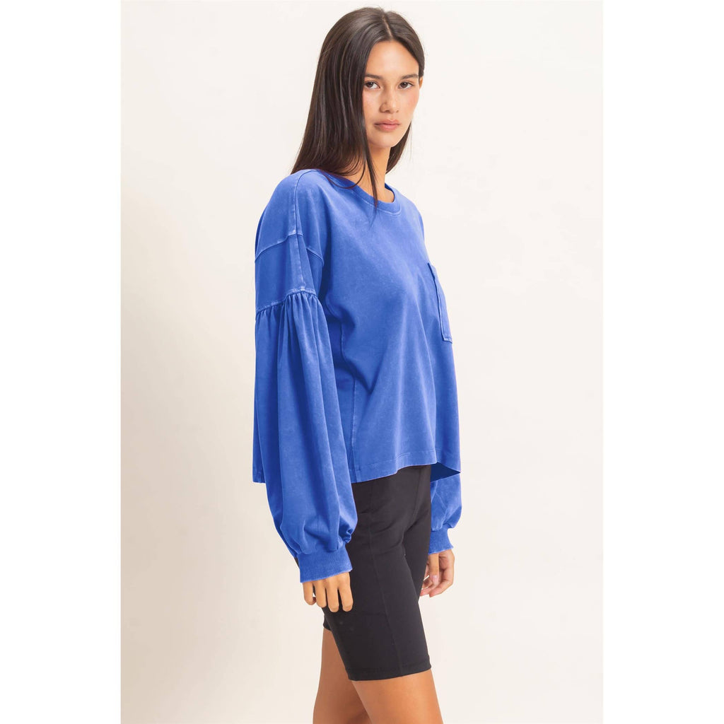 Mineral Wash Puff Long Sleeve Top